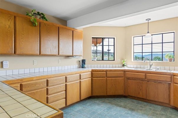 Interior, Kitchen, Pendant Lights, Tile Countertops