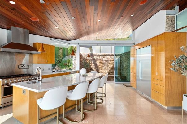 Interior, Kitchen, Pendant Lights, Recessed Lighting, Stainless Steel Appliances, Wooden Ceilings