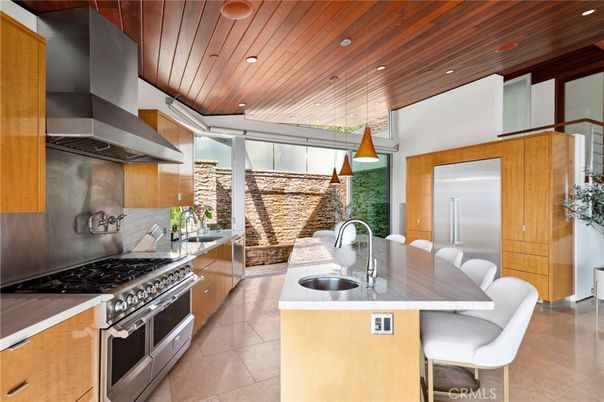Interior, Kitchen, Pendant Lights, Recessed Lighting, Stainless Steel Appliances, Wooden Ceilings