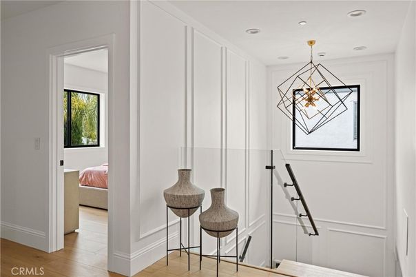 Bedroom, Interior, Pendant Lights, Recessed Lighting, Wood Texture Flooring