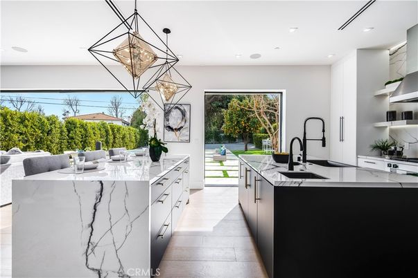 Interior, Kitchen, Pendant Lights, Recessed Lighting, Wood Texture Flooring