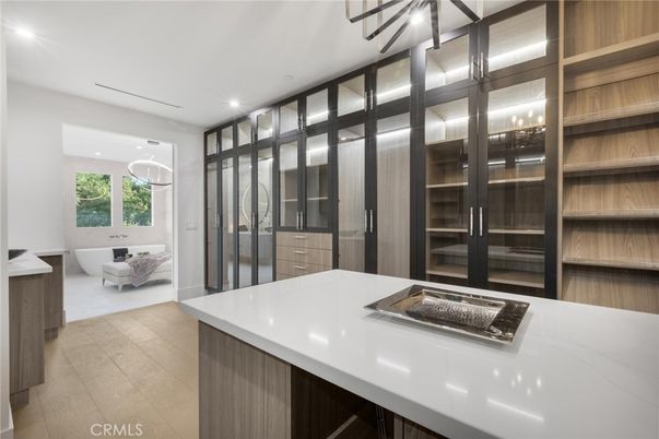 Bathroom, Dual Sink Vanities, Free Standing Baths, Interior, Recessed Lighting, Wood Texture Flooring