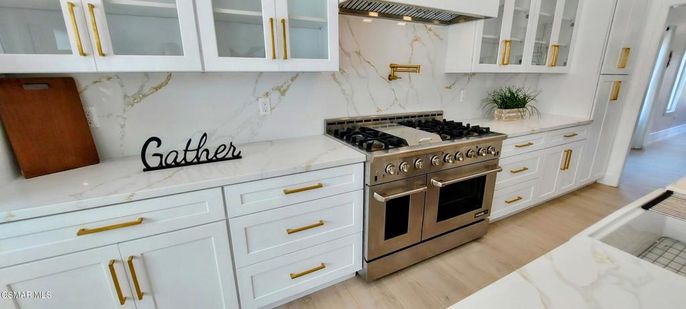 Interior, Kitchen, Marble Walls, Wood Texture Flooring