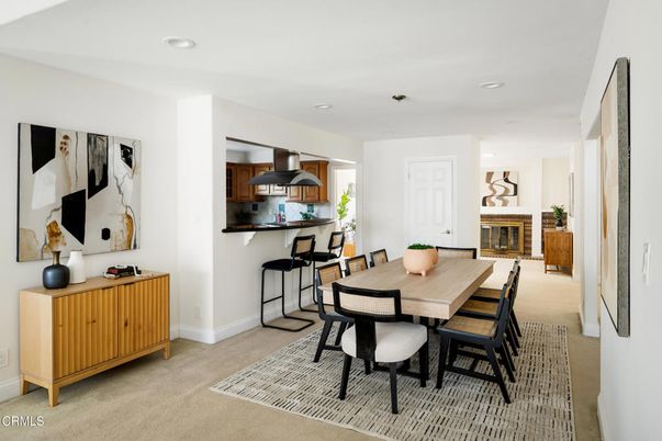 Dining room, Fireplace, Interior, Kitchen, Recessed Lighting