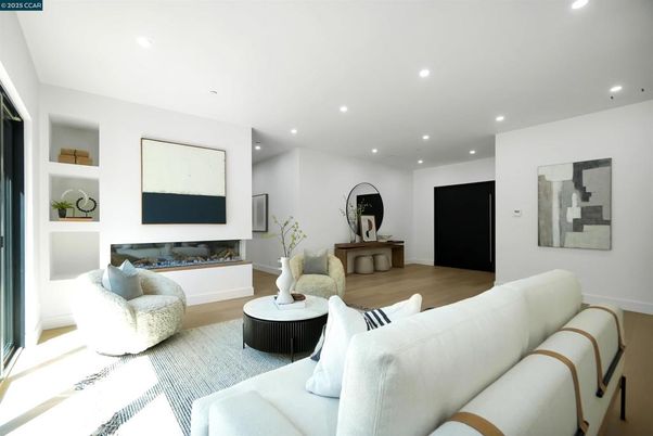 Interior, Living room, Recessed Lighting, Wood Texture Flooring