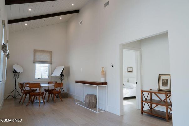 Bedroom, Dining room, Interior, Recessed Lighting, Wood Texture Flooring