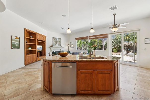 Fireplace, Interior, Kitchen, Pendant Lights, Recessed Lighting