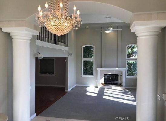 Chandelier, Fireplace, Interior, Wood Texture Flooring