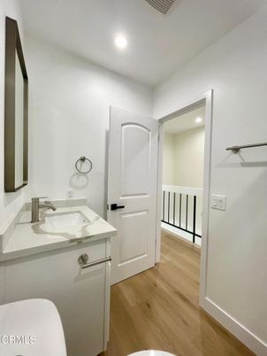 Bathroom, Interior, Recessed Lighting, Wood Texture Flooring