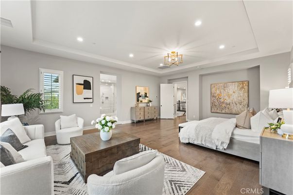 Bedroom, Interior, Living room, Recessed Lighting, Wood Texture Flooring