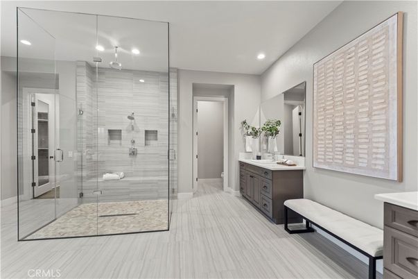 Bathroom, Glass Shower, Interior, Recessed Lighting