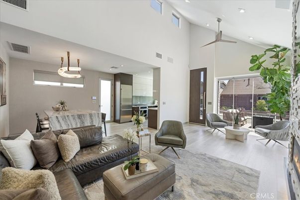 Dining room, Interior, Kitchen, Living room, Pendant Lights, Recessed Lighting, Stainless Steel Appliances, Wood Texture Flooring