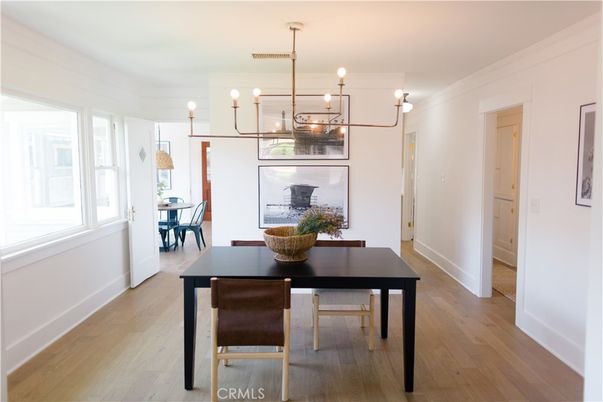 Chandelier, Dining room, Interior, Pendant Lights, Wood Texture Flooring