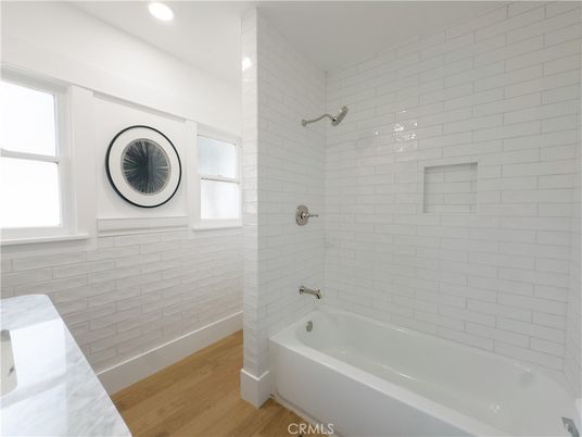 Bathroom, Interior, Recessed Lighting, Wood Texture Flooring
