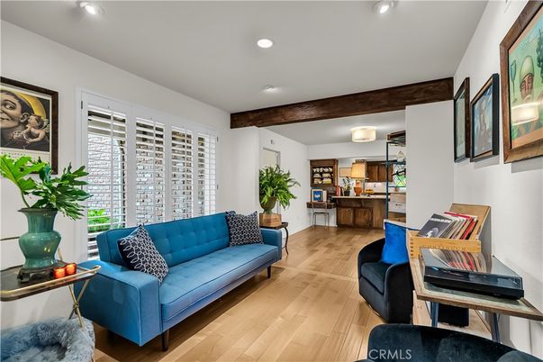 Interior, Living room, Recessed Lighting, Wooden Beams, Wood Texture Flooring