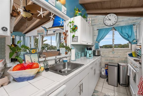 Interior, Kitchen, Tile Countertops, Wooden Beams, Wooden Ceilings