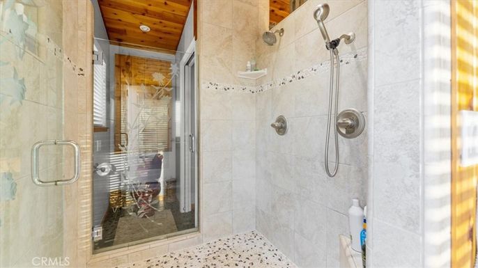 Bathroom, Glass Shower, Interior, Wooden Ceilings