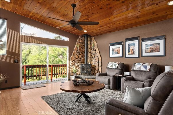 Fireplace, Interior, Living room, Recessed Lighting, Wooden Ceilings, Wood Texture Flooring