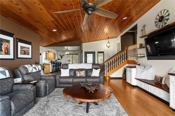 Interior, Kitchen, Living room, Recessed Lighting, Wooden Ceilings, Wood Texture Flooring