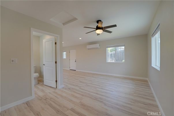 Bathroom, Empty room, Interior, Recessed Lighting, Wood Texture Flooring