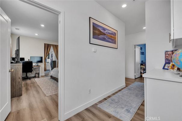 Bedroom, Home Office, Interior, Recessed Lighting, Wood Texture Flooring