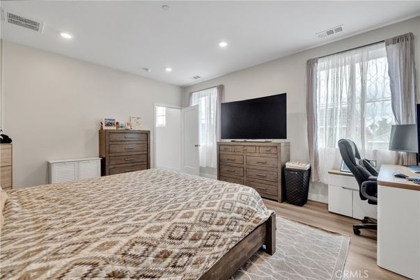 Bedroom, Home Office, Interior, Recessed Lighting, Wood Texture Flooring