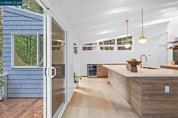Interior, Kitchen, Pendant Lights, Wood Texture Flooring
