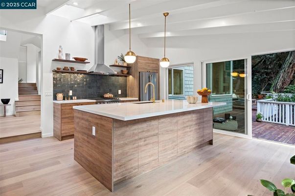 Interior, Kitchen, Pendant Lights, Wood Texture Flooring