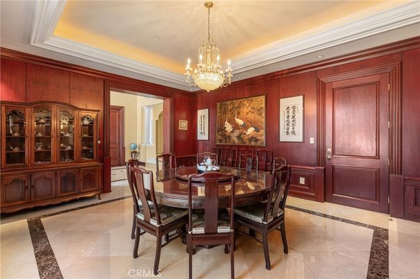 Chandelier, Dining room, Interior, Wooden Walls