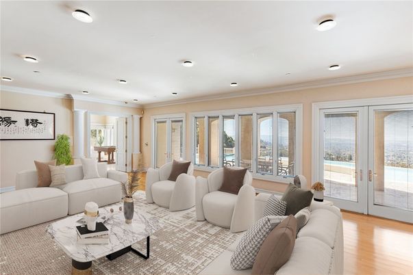 Interior, Living room, Recessed Lighting, Wood Texture Flooring