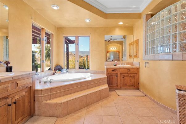 Bathroom, Interior, Recessed Lighting, Tile Countertops