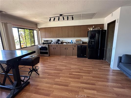 Interior, Kitchen, Stainless Steel Appliances, Wood Texture Flooring