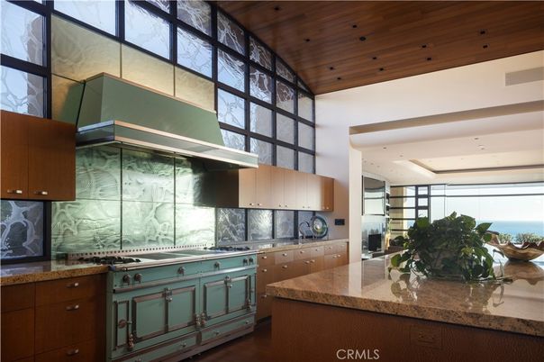 Interior, Kitchen, Recessed Lighting, Stainless Steel Appliances, Water, Wooden Ceilings, Wood Texture Flooring