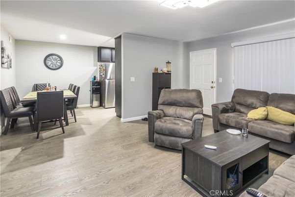 Dining room, Interior, Living room, Recessed Lighting, Wood Texture Flooring
