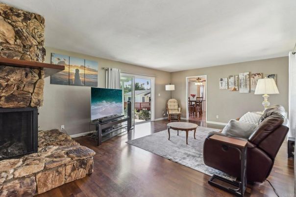 Fireplace, Interior, Living room, Stone Walls, Wood Texture Flooring
