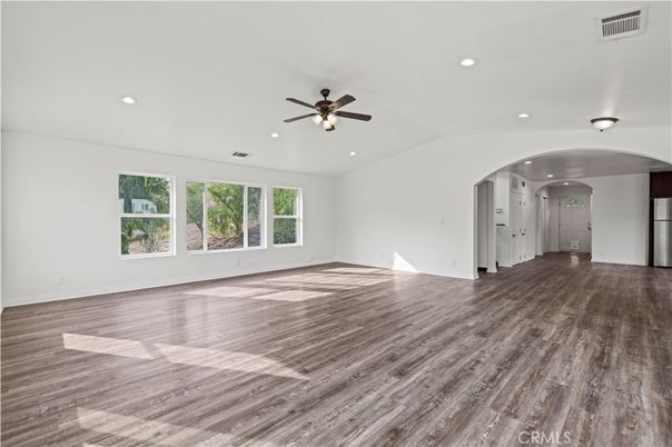 Empty room, Interior, Recessed Lighting, Wood Texture Flooring