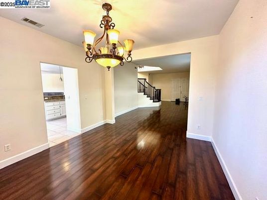 Chandelier, Empty room, Interior, Wood Texture Flooring