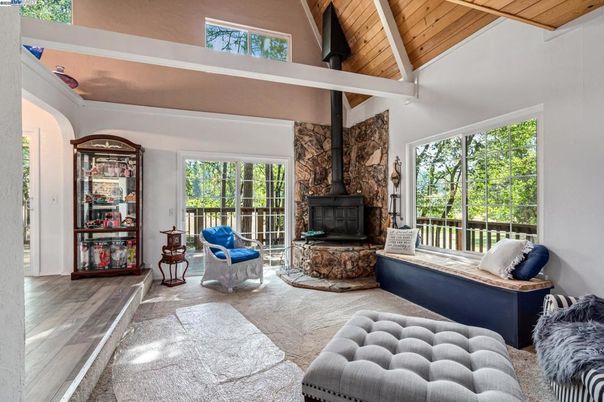 Fireplace, Interior, Living room, Stone Walls, Wooden Beams, Wooden Ceilings, Wood Texture Flooring