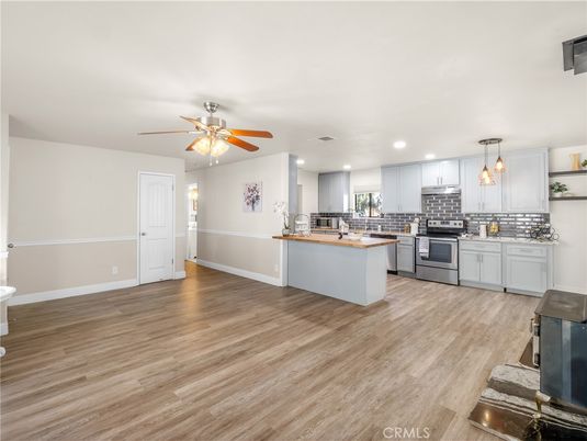 Interior, Kitchen, Pendant Lights, Recessed Lighting, Wood Texture Flooring