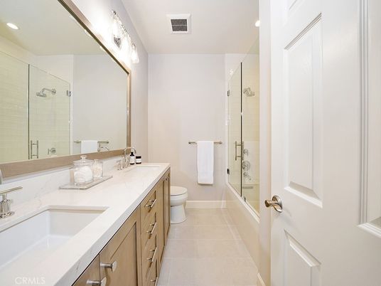 Bathroom, Dual Sink Vanities, Glass Shower, Interior, Recessed Lighting