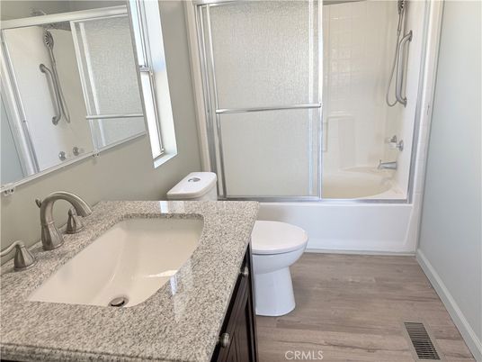 Bathroom, Glass Shower, Interior, Wood Texture Flooring
