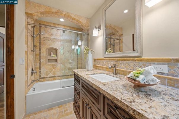 Bathroom, Dual Sink Vanities, Glass Shower, Interior, Recessed Lighting