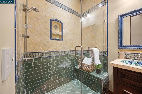 Bathroom, Glass Shower, Interior, Tile Countertops