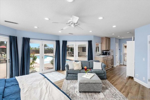 Bedroom, Interior, Kitchen, Living room, Recessed Lighting, Wood Texture Flooring