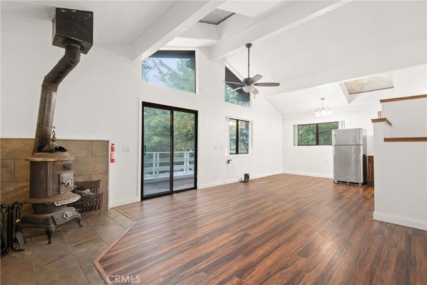 Chandelier, Empty room, Fireplace, Interior, Wood Texture Flooring