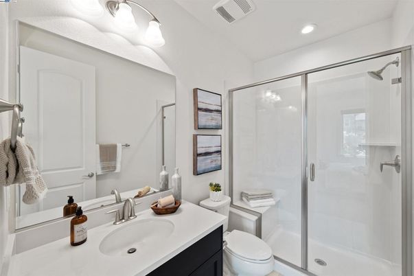 Bathroom, Glass Shower, Interior, Recessed Lighting