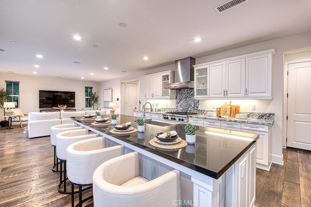 Interior, Kitchen, Living room, Recessed Lighting, Stainless Steel Appliances, Wood Texture Flooring