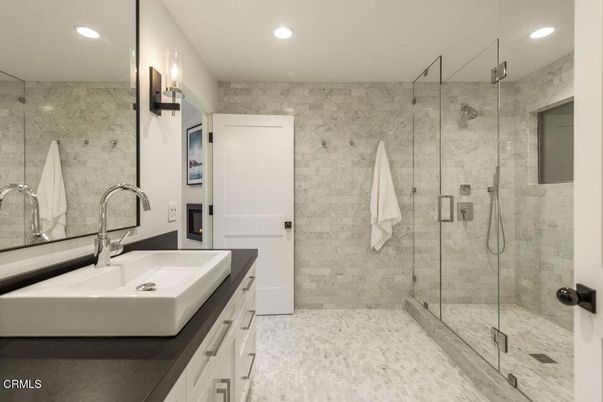 Bathroom, Dual Sink Vanities, Glass Shower, Interior, Recessed Lighting