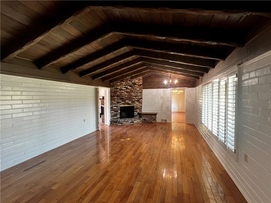 Empty room, Interior, Stone Walls, Wooden Beams, Wooden Ceilings, Wood Texture Flooring