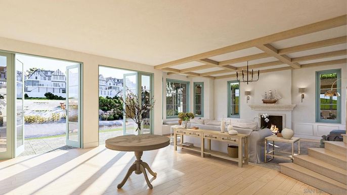 Fireplace, Interior, Living room, Pendant Lights, Wood Texture Flooring